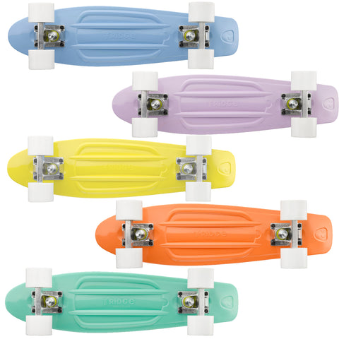 Ridge 22" Pastel Mini Cruiser complete board in 5 light Pantone deck shades